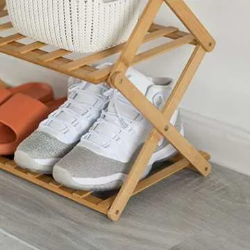 Basicwise Bamboo 3-Tier Shoe Rack for Efficient Storage