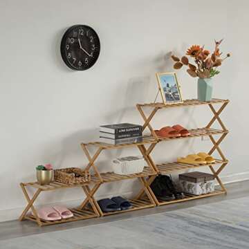 Basicwise Bamboo 3-Tier Shoe Rack for Efficient Storage
