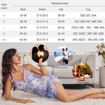 Avidlove Purple S Sexy Babydoll Mesh Lace Nightdress