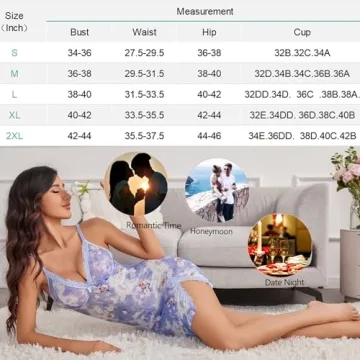 Avidlove Purple S Sexy Babydoll Mesh Lace Nightdress