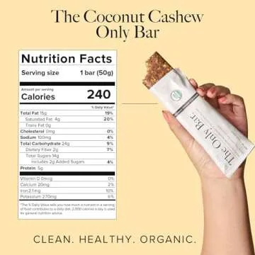 Truvani Plant Based Snack Bars | Coconut Cashew 12 Pack | 5g Protein | USDA Organic and Vegan | The ...