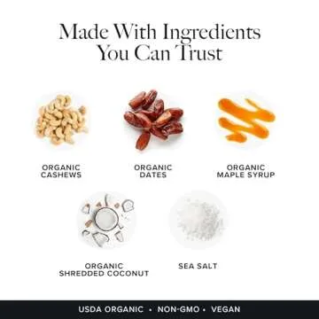 Truvani Plant Based Snack Bars | Coconut Cashew 12 Pack | 5g Protein | USDA Organic and Vegan | The Only Bar | Dairy, Soy, and Gluten Free | Individually Wrapped