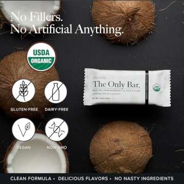 Truvani Plant Based Snack Bars | Coconut Cashew 12 Pack | 5g Protein | USDA Organic and Vegan | The Only Bar | Dairy, Soy, and Gluten Free | Individually Wrapped