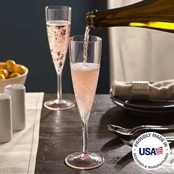 Elegant Rose Pink Champagne Flutes Set of 12 - Stylish & Durable