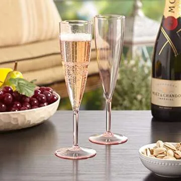 Elegant Rose Pink Champagne Flutes Set of 12 - Stylish & Durable