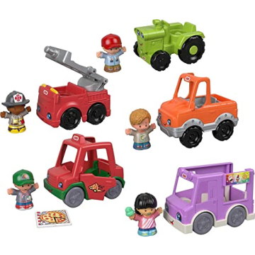 Fisher-Price Little People Toddler Toys Around the Neighborhood Vehicle Set, 5 Cars & 5 Figures for ...