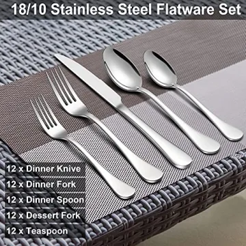 LIANYU 18/10 Stainless Steel Flatware Set for 12
