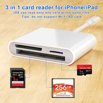 SZHAIYIJIN CF SD Card Reader for iPhone iPad - 3 in 1 Compact Flash Memory Card Reader Adapter for Q...
