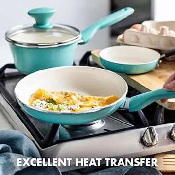 GreenPan Rio Healthy Ceramic Nonstick 7" Frying Pan Skillet, PFAS-Free, Dishwasher Safe, Turquoise