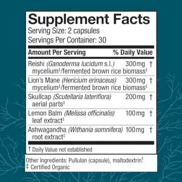 Host Defense MycoBotanicals Stress Decompress Capsules - Relaxation with Reishi, Lion's Mane & Ashwa...