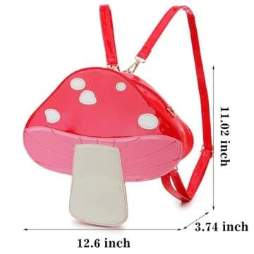 Cute Red Mushroom Backpack Purse Shoulder Bag for Women Funny Shaped Purses and Handbags Novelty Crossbody Bag