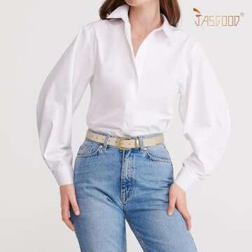 JASGOOD Womens Leather Belts for Jeans Pants 1.1" Width Vintage Ladies Belts for Dresses