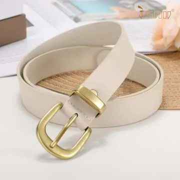 JASGOOD Womens Leather Belts for Jeans Pants 1.1" Width Vintage Ladies Belts for Dresses