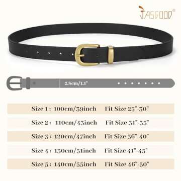 JASGOOD Womens Leather Belts for Jeans Pants 1.1" Width Vintage Ladies Belts for Dresses