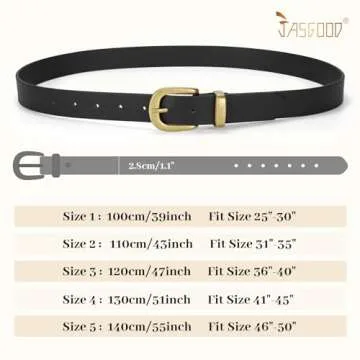 JASGOOD Womens Leather Belts for Jeans Pants 1.1" Width Vintage Ladies Belts for Dresses