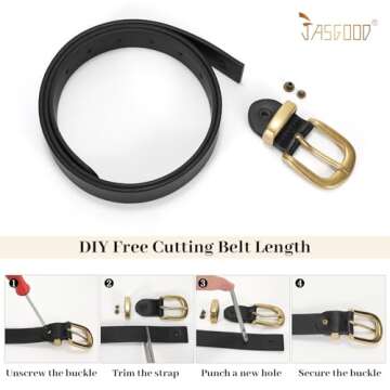 JASGOOD Womens Leather Belts for Jeans Pants 1.1" Width Vintage Ladies Belts for Dresses
