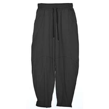 AITFINEISM Mens Cotton Linen Pants Elastic Drawstring Waist Lightweight Summer Beach Pants (32-34, Black)