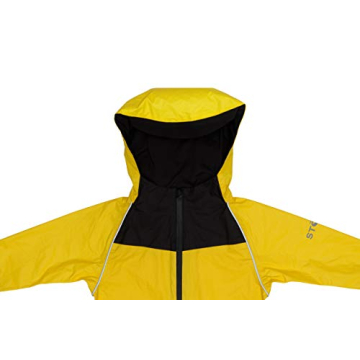 Stonz Kids Rain Suit - Toddler & Kids One Piece Outdoor Coverall with Hood - Waterproof Kids Clothes with Reflective Seams (4T - Yellow)