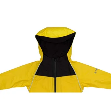 Stonz Kids Rain Suit - Toddler & Kids One Piece Outdoor Coverall with Hood - Waterproof Kids Clothes with Reflective Seams (4T - Yellow)