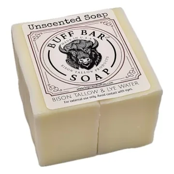 Big Crazy Buffalo Pure Bison Tallow Buff Soap Bar - Unscented, 2 Pack, Natural, Moisturizing, No Che...