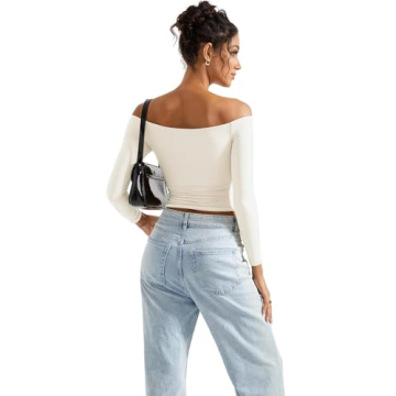 SUUKSESS Women Off The Shoulder Long Sleeve Shirt