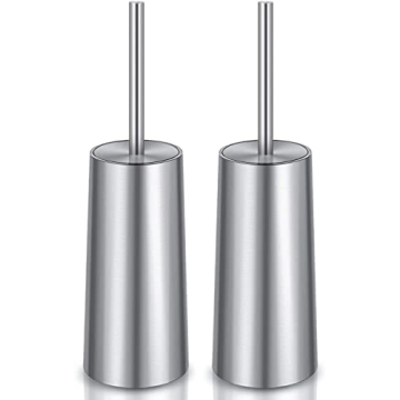 Toilet Brush and Holder, 2 Pack Toilet Brush Stainless Steel, Toilet Bowl Brush for Bathroom Toilet-...