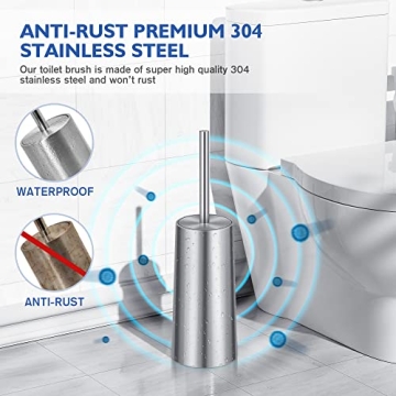 Premium Toilet Brush and Holder Set - Stainless Steel Elegance