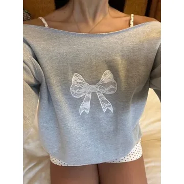 KMBANGI Y2K Off Shoulder Sweatshirt for Women