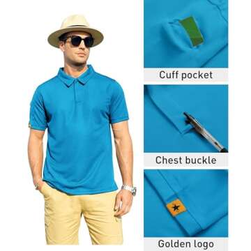 ZITY Mens Polo Shirt Short Sleeve Sports Tactical T-Shirt Athletic Golf Polos Daily Casual Stylish C...