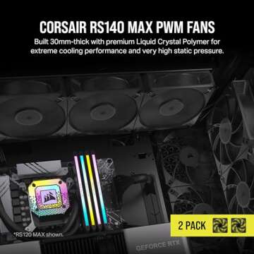 CORSAIR RS140 MAX 140mm PWM Thick Fans – High Static Pressure – Liquid Crystal Polymer Construct...