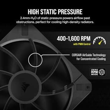CORSAIR RS140 MAX 140mm PWM Thick Fans – High Static Pressure – Liquid Crystal Polymer Construction – Dual Pack – Black