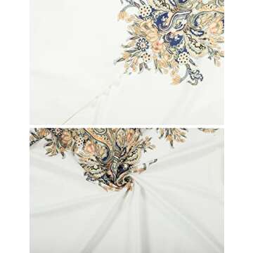 Gihuo Womens Boho Print Long Sleeve Top High Waist Shorts Sets 2 Piece Outfits Tropical Romper Summer Matching Set(White-S)