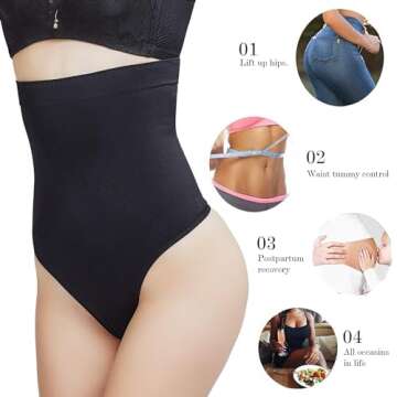 DREAM SLIM Women's High-Waist Seamless Body Shaper Briefs Firm Control Tummy Thong Shapewear Panties...