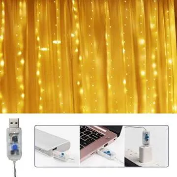 Vicila 300 LED Curtain Lights - USB, Remote & 8 Modes