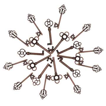 Mixed Set of 30 Large Skeleton Keys in Antique Copper - Set of 30 Keys (Copper Color)