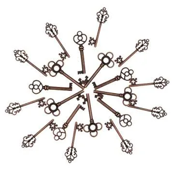 Mixed Set of 30 Large Skeleton Keys in Antique Copper - Set of 30 Keys (Copper Color)