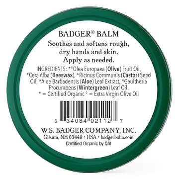 Badger - Hardworking Hands Healing Balm, Aloe Vera & Wintergreen, Working Hand Balm, Balm, for Dry H...