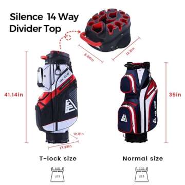 ASK ECHO T-Lock Golf Cart Bag for Men with 14 Way Organizer
