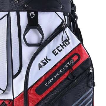 ASK ECHO T-Lock Golf Cart Bag for Men with 14 Way Organizer