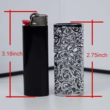 HUMWE Vintage Metal Lighter Case Sleeve Cover Holder with Hollow Pattern Design for BIC Full Size Lighter Type J6 (Silver)