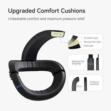 KIWI design Comfort Head Strap Accessories Compatible with Oculus/Meta Quest 2, Elite Strap Replacement for Enhanced Support of VR Headset