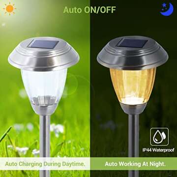 OxyLED 8 Pack Solar Lights Outdoor Garden, Glass Stainless Steel Solar Powered Pathway Lights Auto On/Off, Waterproof Decorative Landscape Lighting for Yard Patio Lawn Path Walkway Driveway Christmas