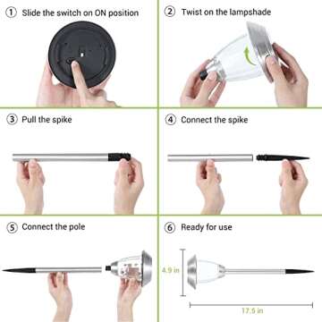 OxyLED 8 Pack Solar Lights Outdoor Garden, Glass Stainless Steel Solar Powered Pathway Lights Auto On/Off, Waterproof Decorative Landscape Lighting for Yard Patio Lawn Path Walkway Driveway Christmas