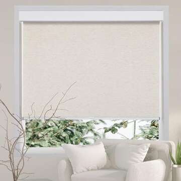 Persilux Free-Stop Cordless Light Filtering Window Shades for Home (Cream 31" W x 72" H) Natural Wov...
