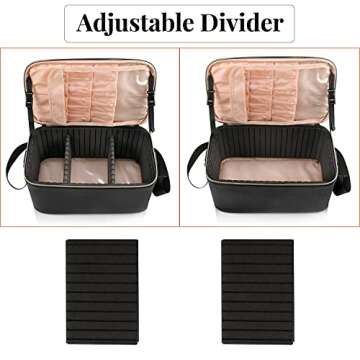 OCHEAL Large Makeup Bag,Portable Travel Makeup Case Organizer Bag Cosmetic Train Case with Shoulder Strap and Dividers for Cosmetics Toiletries- Black -Clearance processing