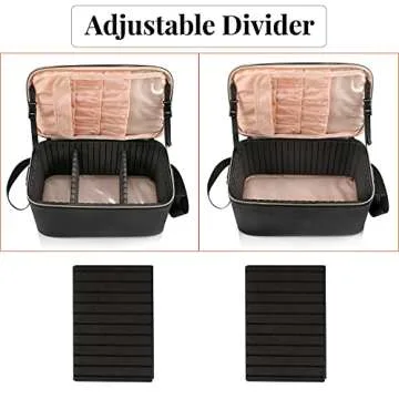 OCHEAL Large Makeup Bag,Portable Travel Makeup Case Organizer Bag Cosmetic Train Case with Shoulder Strap and Dividers for Cosmetics Toiletries- Black -Clearance processing