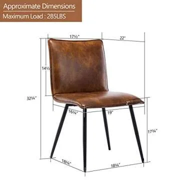 DUHOME Kitchen Chairs Set of 4 Side Chair for Dining Room Living Room Yellowish-Brown PU Leather