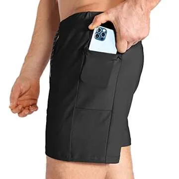 BROKIG Men's Lightweight Gym Shorts,Bodybuilding Quick Dry Running Athletic Workout Shorts for Men with Pockets(Black, Medium)