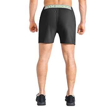 BROKIG Men's Lightweight Gym Shorts,Bodybuilding Quick Dry Running Athletic Workout Shorts for Men with Pockets(Black, Medium)