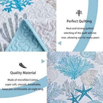 Tritard Coastal Quilt Set - Lightweight Beach Bedding Set
